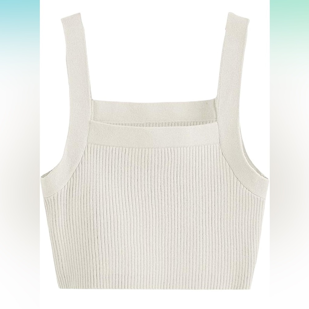 White womens sleeveless square crop top- never worn!